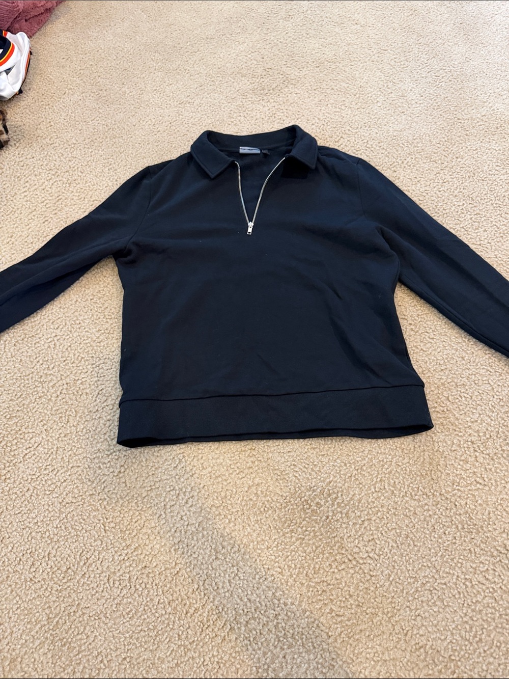 Men's Black Quarter-Zip Polo Sweater